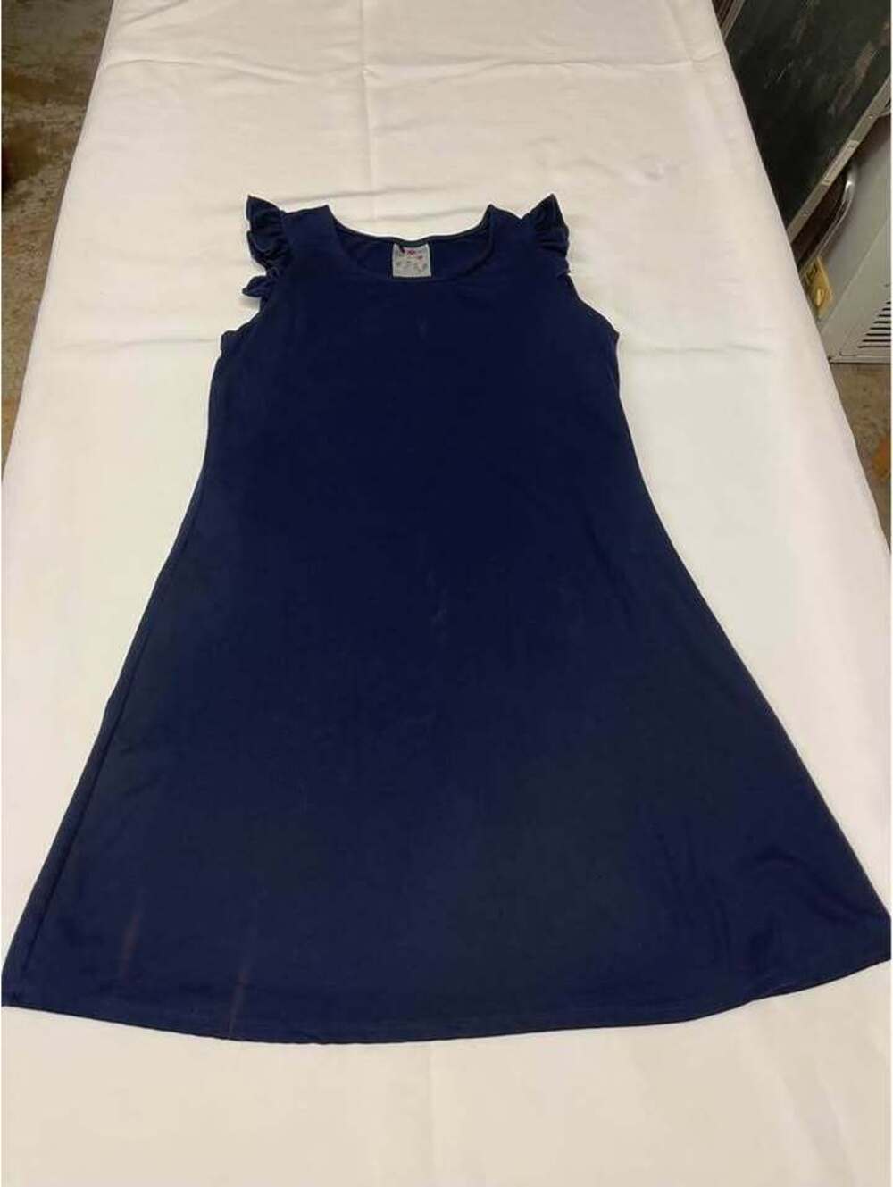 Jenna & Jessie Girls Navy Blue Ruffle Sleeve Dress Size 12